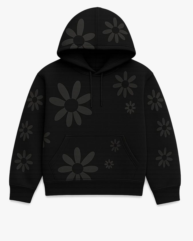 Black Floral Hoodie